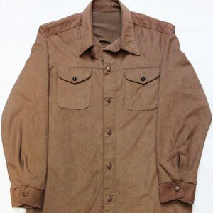 Vintage Western Cowboy Light Brown Button Up Shirt
